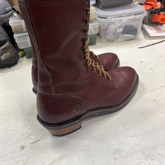Vintage Double H Lacer Brown Unisex  Steel Toe Logging Boots 11D main image 15